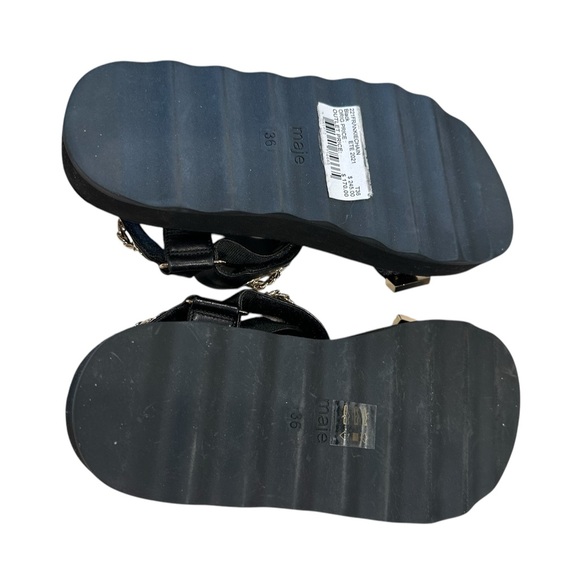 Maje Frankie Chain-Embellished Leather Sandals Size 36 - Picture 9 of 11